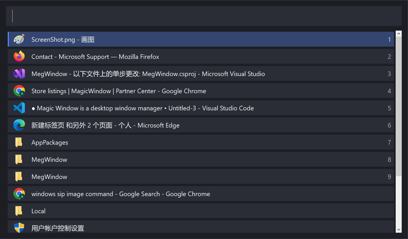 Window search bar